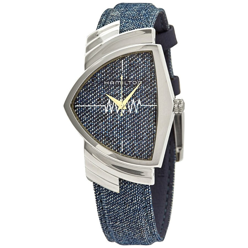 Hamilton Ventura Jeans Quartz Blue Dial Shield Shaped Watch #H24411941 - Watches of America