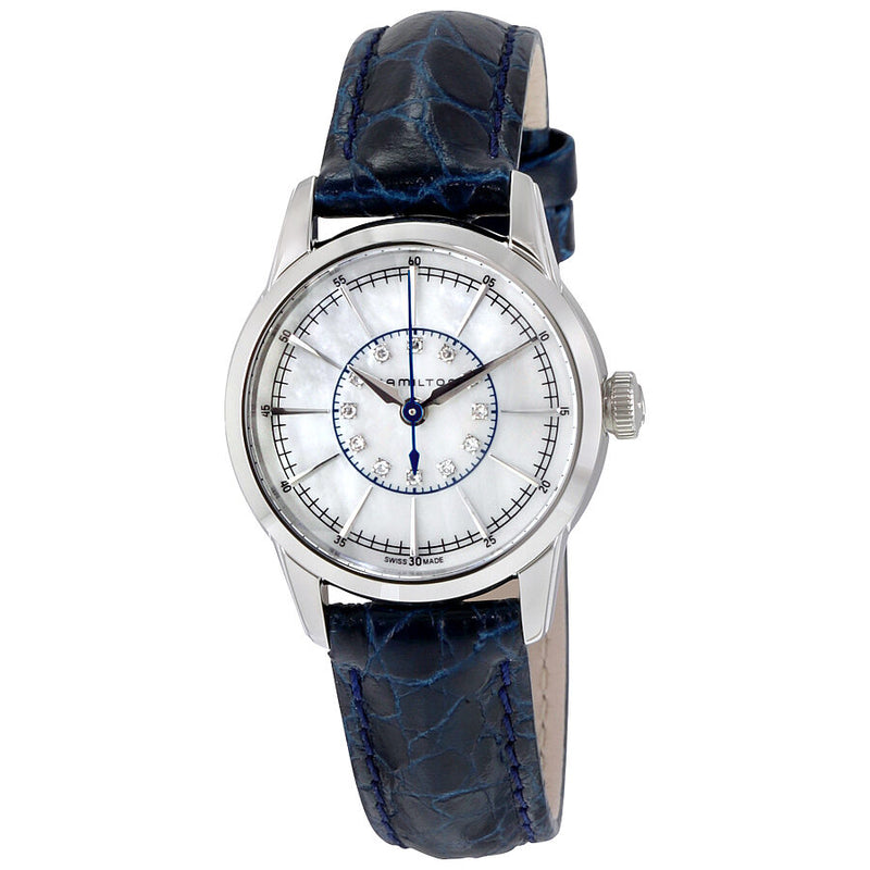 Hamilton White Mother of Pearl Dial Blue Leather Ladies Watch #H40311691 - Watches of America