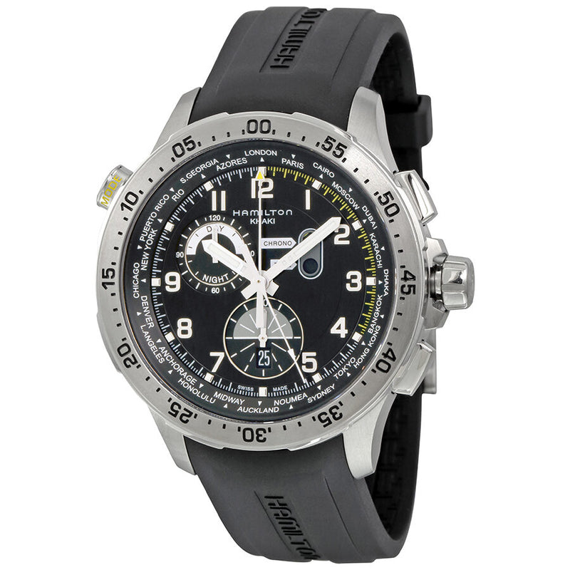 Hamilton Worldtimer Chronograph Black Dial Men's Watch #H76714335 - Watches of America
