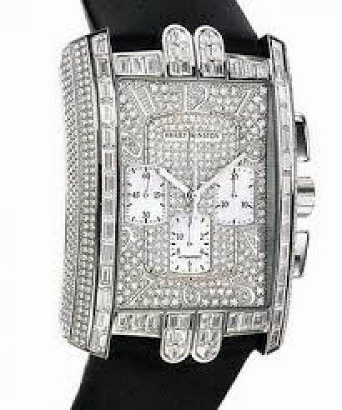 Harry Winston Avenue C Chrono Diamond Pave Dial 18kt White Gold Black Satin Men's Watch 330MCAWLD01BD#330/MCAWL.D01/BD - Watches of America