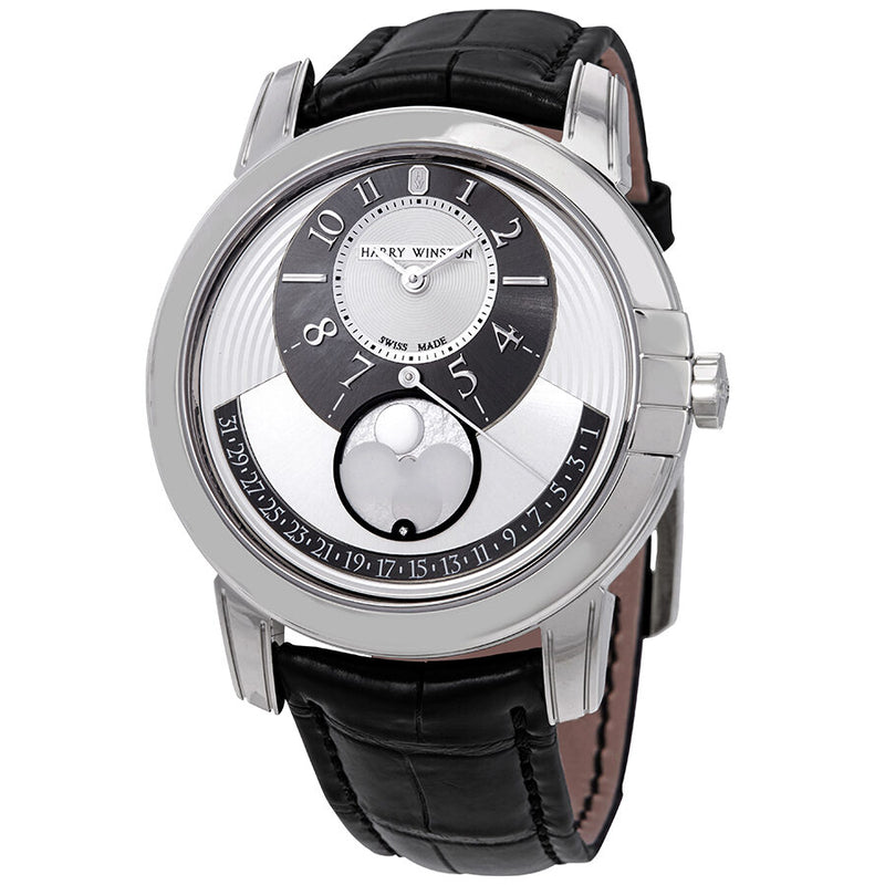 Harry Winston Midnight Automatic Black-Silver Dial Men's 18k White Gold Watch #MIDAMP42WW002 - Watches of America