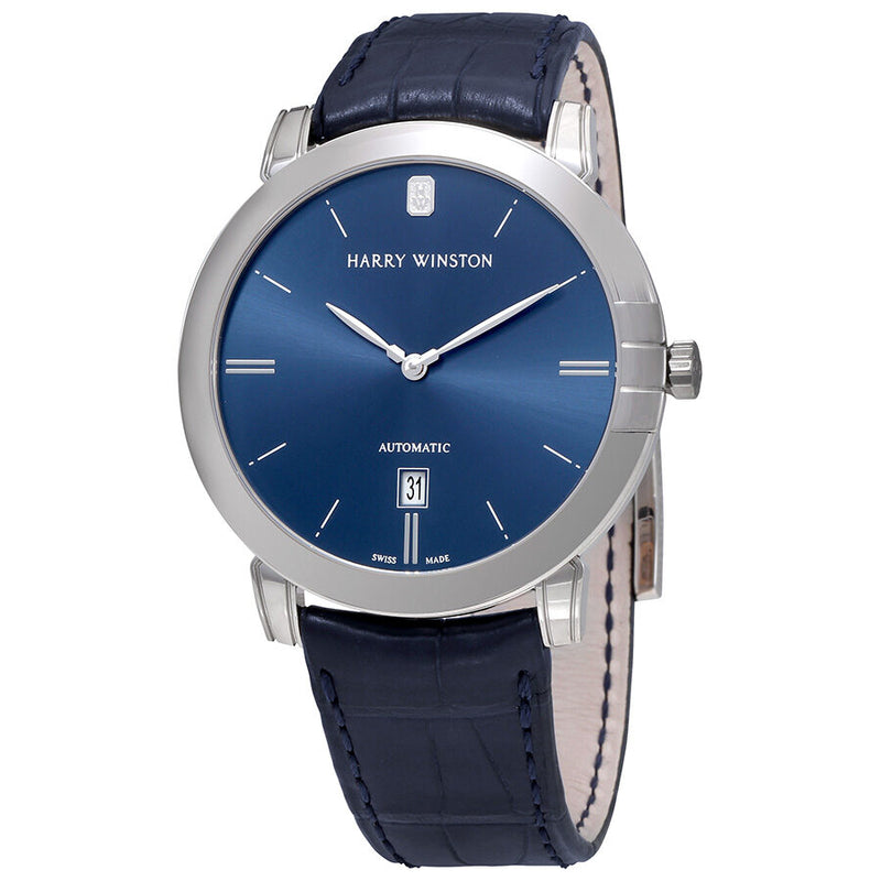 Harry Winston Midnight Blue Dial Blue Leather Automatic Men's Watch #MIDAHD42WW002 - Watches of America