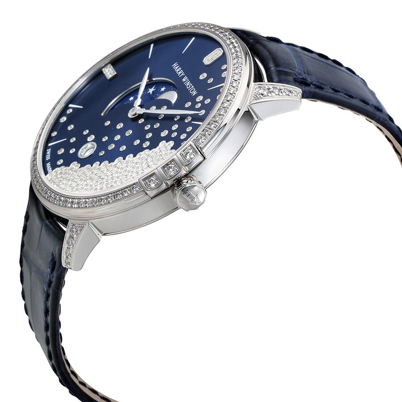 Harry Winston Midnight Diamond Drops Blue Dial 18K White Gold Watch #MIDQMP39WW004 - Watches of America #2