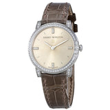Harry Winston Midnight Silver Dial 18kt White Gold Diamond Satin Ladies Watch #MIDQHM32WW002 - Watches of America