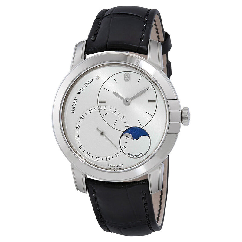 Harry Winston Midnight Silver Dial Automatic Men's Moon Phase Watch #MIDAMP42WW003 - Watches of America