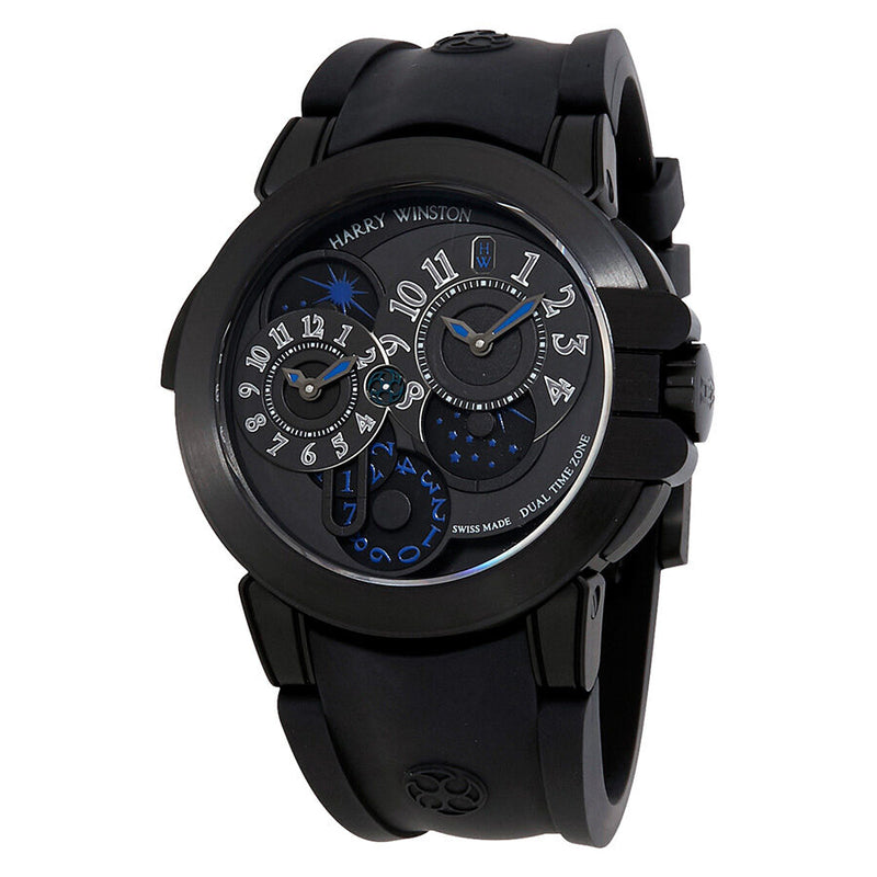 Harry Winston Ocean Dual Time Automatic Black Opalien Dial Men's Watch #OCEATZ44ZZ007 - Watches of America