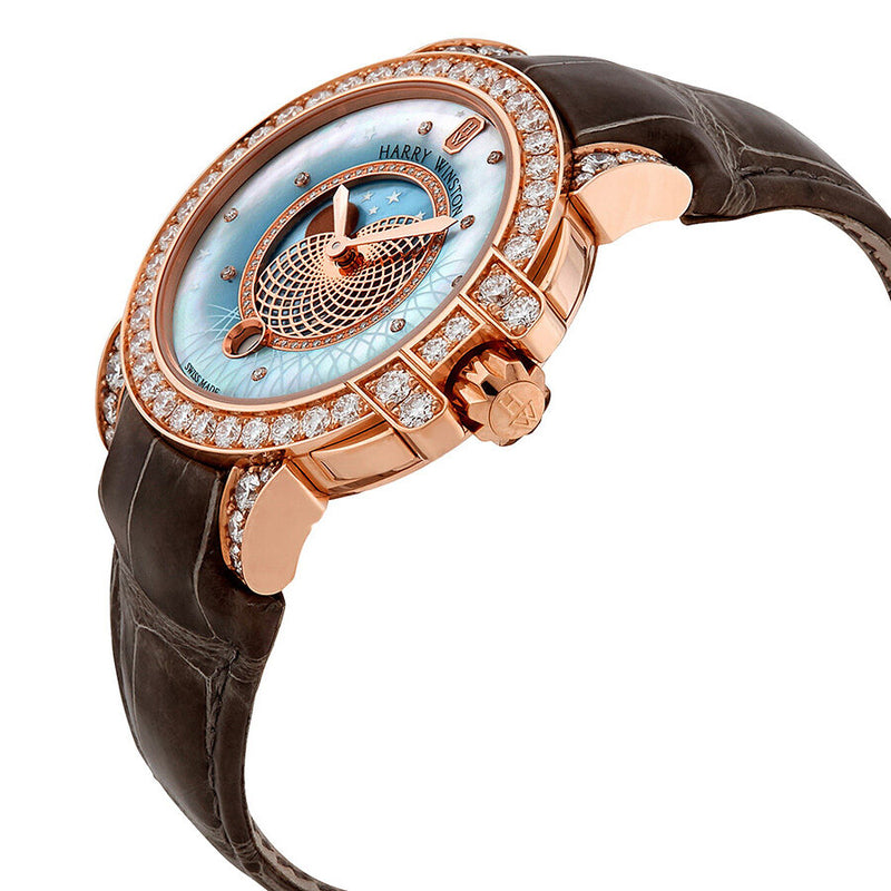 Harry Winston Ocean Moon Phase Blue Mother Of Pearl Dial Ladies Watch #OCEQMP36RR029 - Watches of America #2
