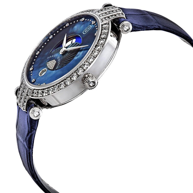 Harry Winston Premier Moon Phase Ladies 18k White Gold Diamond Set Watch #PRNQMP36WW002 - Watches of America #2