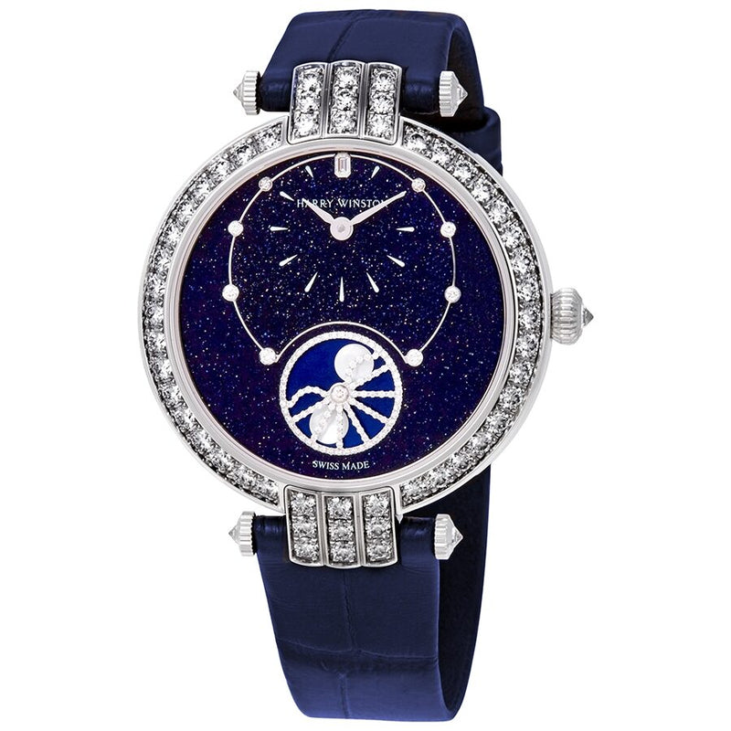 Harry Winston Premier Precious Blue Aventurine Dial Ladies Diamond Watch #PRNAMP36WW001 - Watches of America