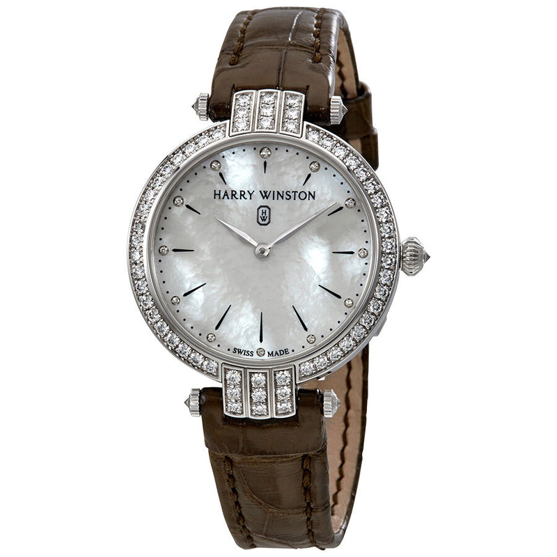 Harry Winston Premier White Mother Of Pearl Dial Ladies Diamond Watch #PRNQHM31WW001 - Watches of America