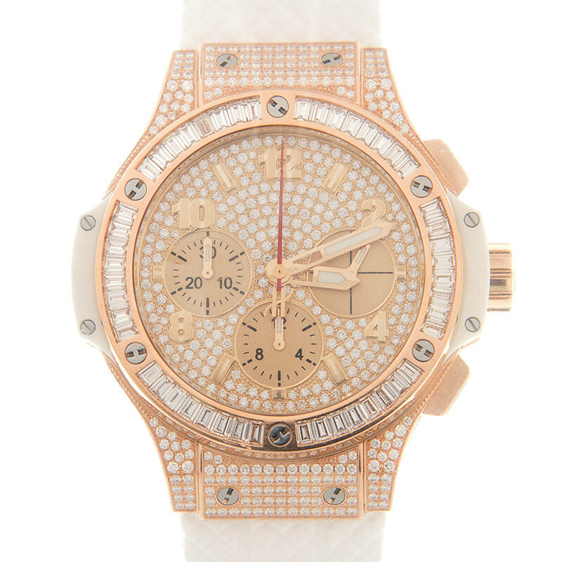 Hublot Big Bang Chronograph Automatic Diamond Gold Dial Watch #341.PE.9010.RW.0904 - Watches of America