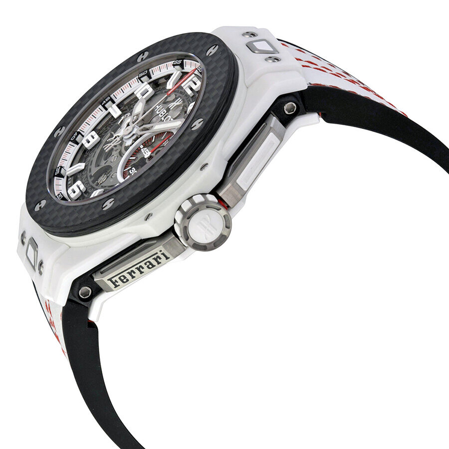 Hublot Big Bang Ferrari Carbon Dial White Ceramic Skeleton