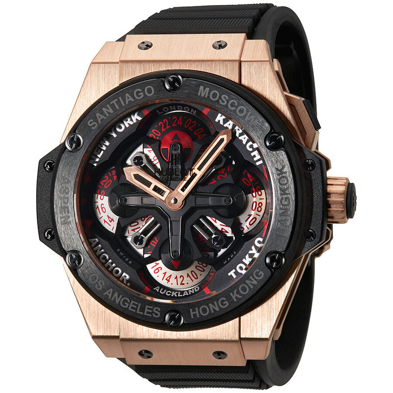 Hublot Big Bang King Power Unico GMT King Gold Black Rubber Men's Watch #771.OM.1170.RX - Watches of America