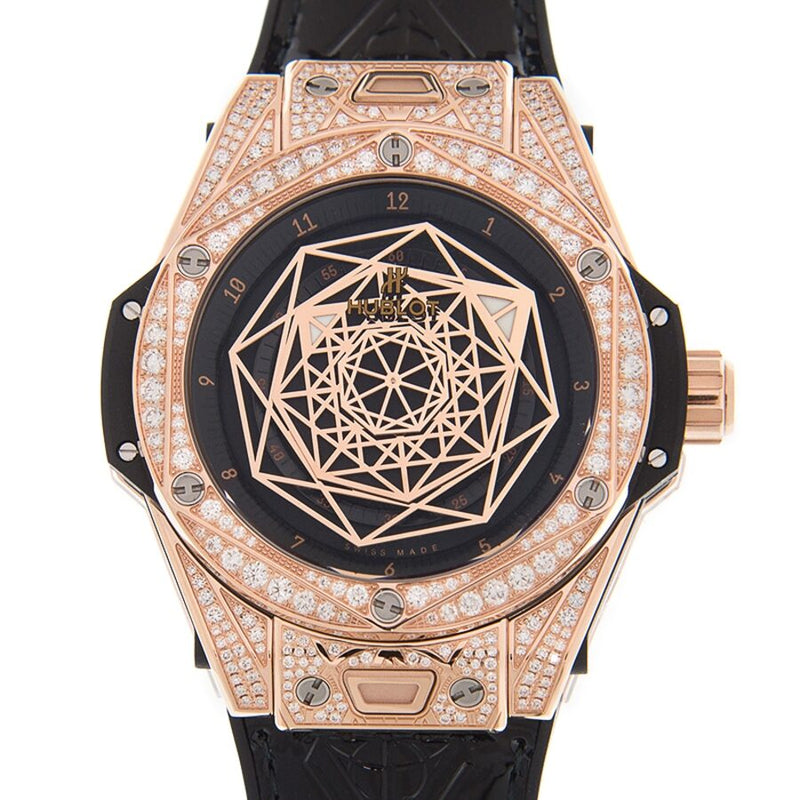 Hublot Big Bang Sang Bleu Automatic Diamond Black Dial Ladies Watch #465.OS.1118.VR.1704.MXM18 - Watches of America