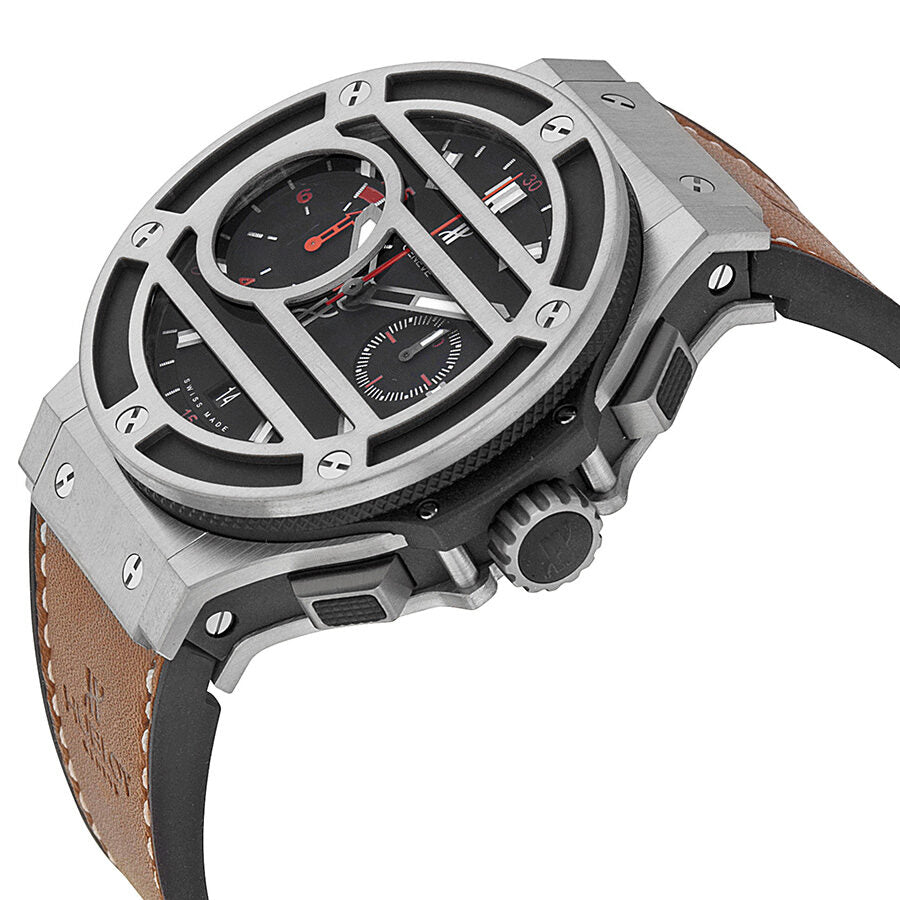 Hublot Chukker Bang Black Dial Titanium Brown Leather Men s Watch 317NM1137VR 317.NM.1137.VR Watches of America