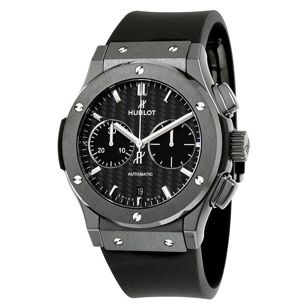 Hublot Classic Fusion Automatic Chronograph Black Magic Matt Carbon Fiber Dial Black Rubber Men's Watch #521.CM.1771.RX - Watches of America