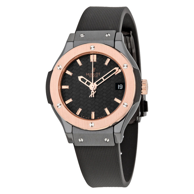 Hublot Classic Fusion Black Carbon Fiber Dial Black Rubber Ladies Watch 581CO1780RX#581.CO.1780.RX - Watches of America