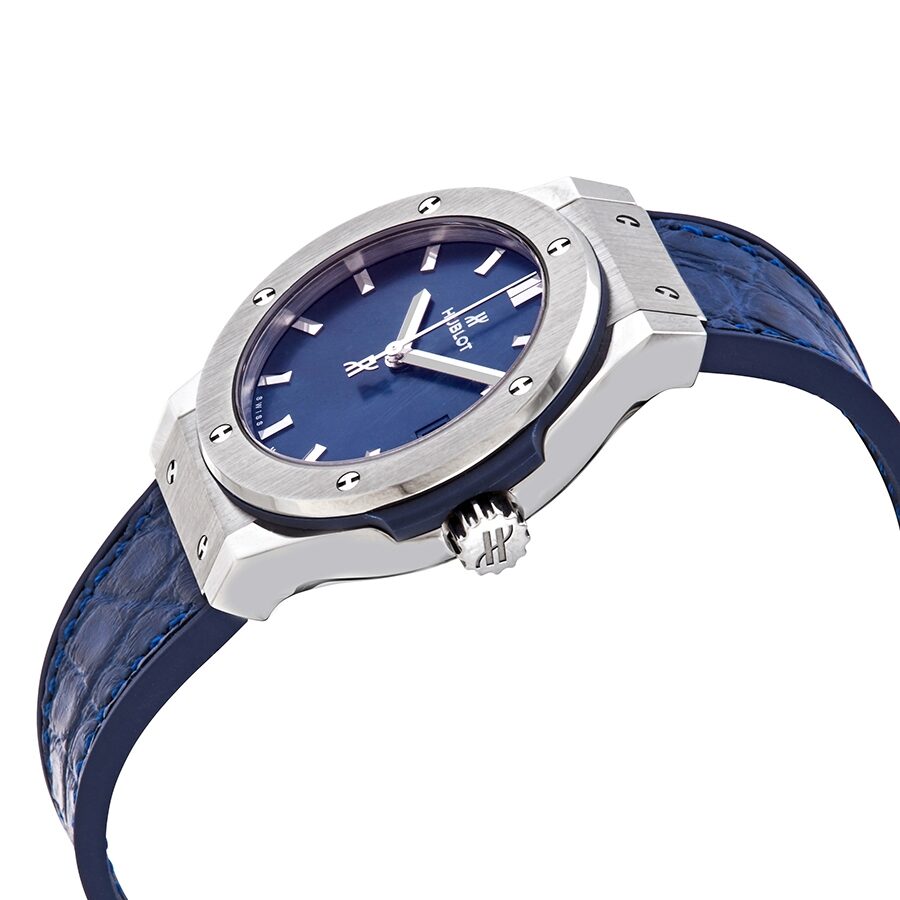 Hublot Classic Fusion Blue Dial Blue Leather Ladies Watch