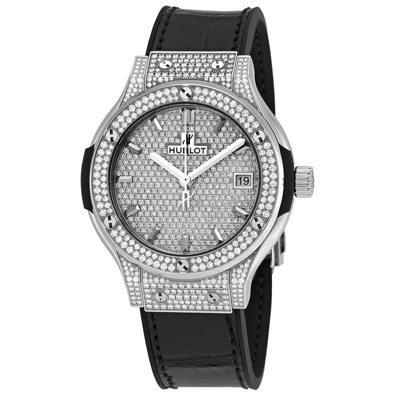 Hublot Classic Fusion Diamond Dial Black Leather Titanium Case Automatic Watch #565.NX.9010.LR.1704 - Watches of America