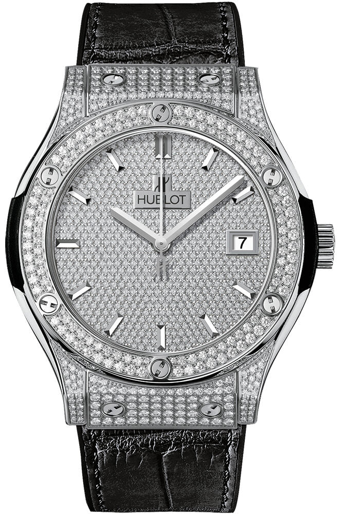 Hublot Classic Fusion Diamond Pave Dial Titanium Men's Watch #511.NX.9010.LR.1704 - Watches of America