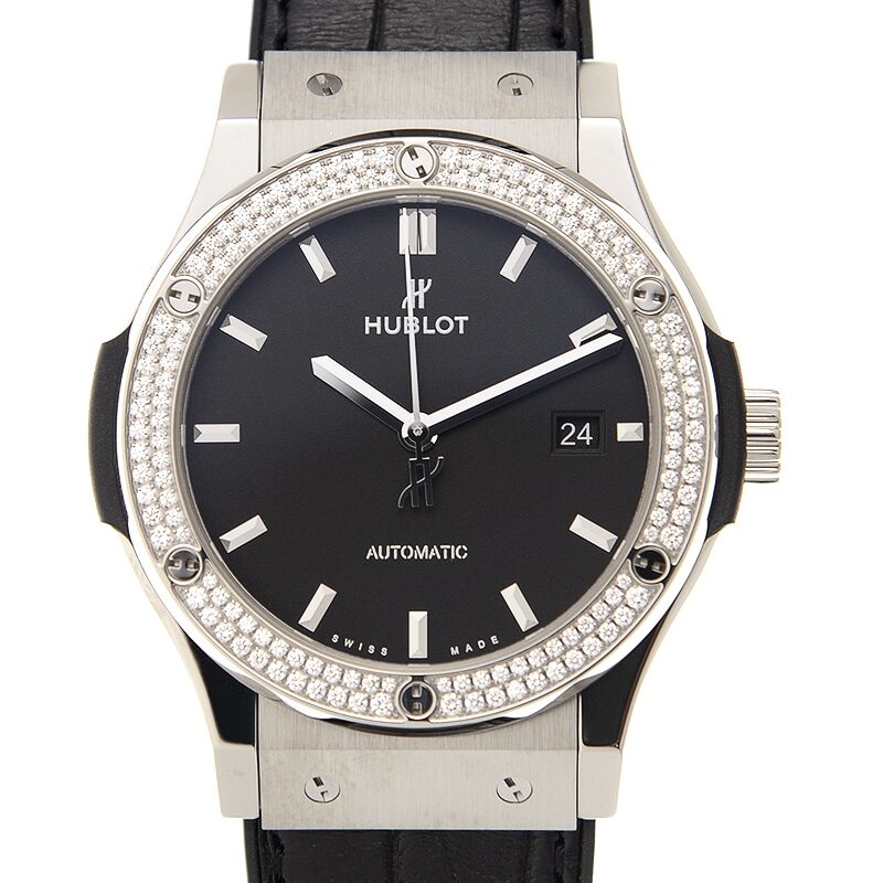 Hublot Classic Fusion Mat Black Dial Automatic Men's Diamond Watch #542.NX.1171.LR.1104 - Watches of America