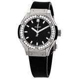 Hublot Classic Fusion Mat Black Dial Ladies Diamond Watch #581.NX.1171.RX.1104 - Watches of America