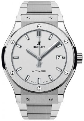 Hublot Classic Fusion Matte Silver Opaline Dial Automatic Men's Titanium Watch #511.NX.2611.NX - Watches of America