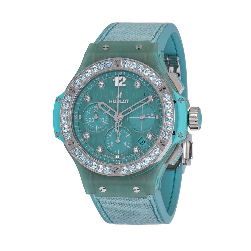 Hublot Tutti Frutti Linen Chronograph Automatic Diamond Turquoise Dial Ladies Watch #341.XL.2770.NR.1237 - Watches of America