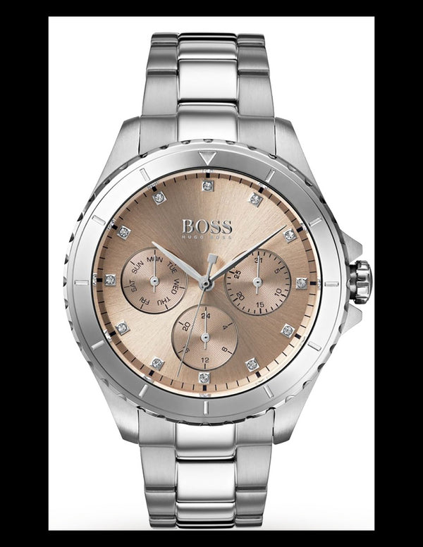 Hugo Boss Premiere Quartz Crystal Rose Dial Ladies Watch 1502444