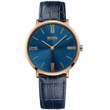 Hugo Boss Jackson Blue Dial Leather Strap Unisex Watch  1513371 - Watches of America