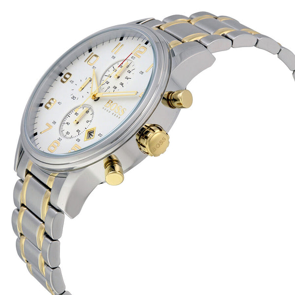 Hugo Boss Aeroliner Chronograph White Dial Two-tone Men's Watch 1513236 - Watches of America #2