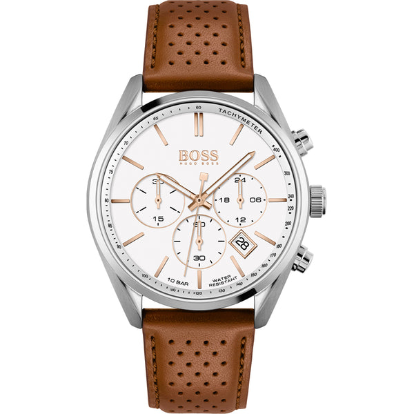 Hugo Boss Champion Brown Leather Strap Men's Watch  1513879 - Watches of America