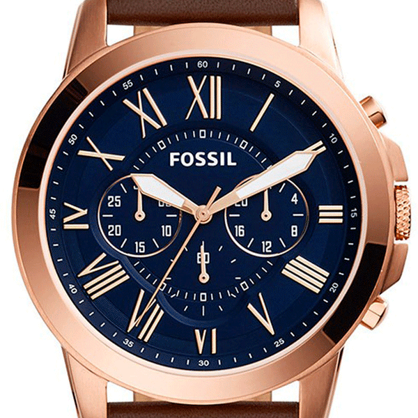 Fossil Grant Blue Dial Brown Strap Chronograph Men s Watch FS5188