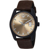 Emporio Armani Beige Dial Brown Leather Strap Men's Watch  AR6081 - Watches of America
