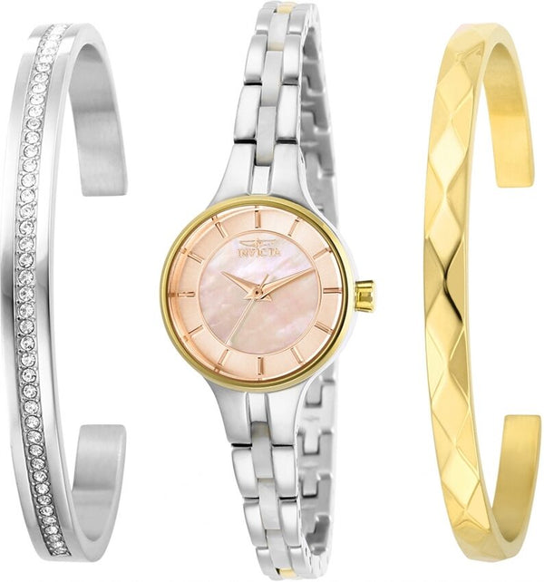 Invicta Angel Quartz Brown Mother of Pearl Dial Ladies Watch and Bracelet Set #29284 - Watches of America