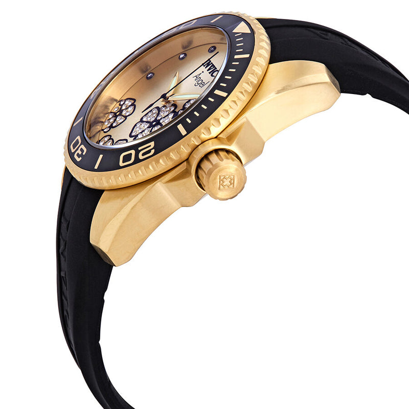 Invicta Angel Champagne Dial Black Silicone Ladies Watch #23488 - Watches of America #2