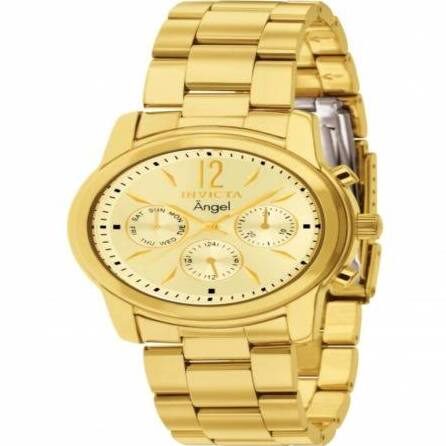 Invicta Angel Chronograph Gold Dial Gold-tone  Ladies Watch #12551 - Watches of America