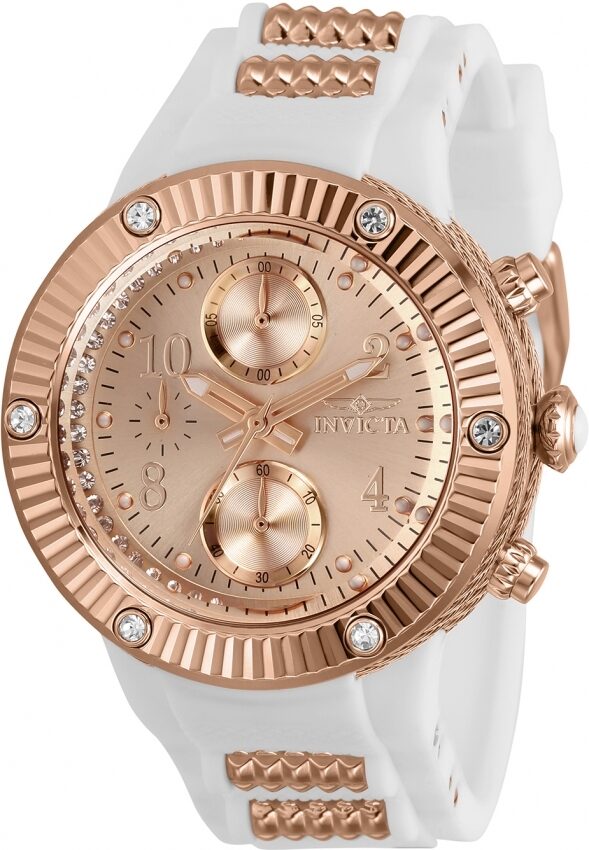 Invicta Angel Chronograph Quartz Crystal Rose Dial Ladies Watch #29516 - Watches of America