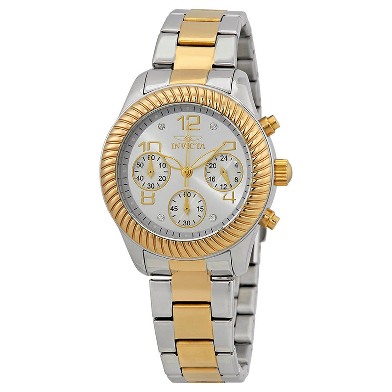 Invicta Angel Chronograph Silver Dial Two-tone Ladies Watch #20268 - Watches of America