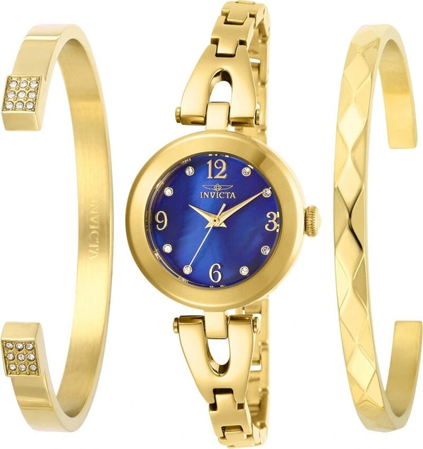 Invicta Angel Quartz Crystal Blue Dial Ladies Watch and Bracelet Set #29332 - Watches of America