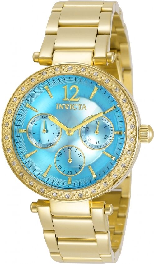 Invicta Angel Quartz Crystal Blue Dial Yellow Gold-tone Ladies Watch #29928 - Watches of America