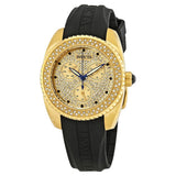 Invicta Angel Crystal Gold Dial Black Silicone Ladies Watch #28485 - Watches of America