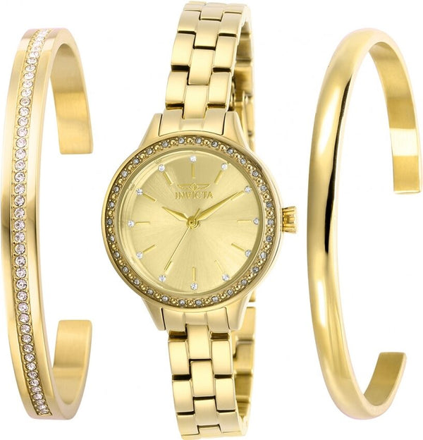 Invicta Angel Quartz Crystal Gold Dial Ladies Watch #29310 - Watches of America