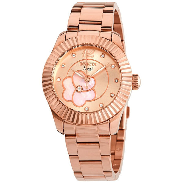 Invicta Angel Crystal Rose Gold Dial Ladies Watch #27443 - Watches of America