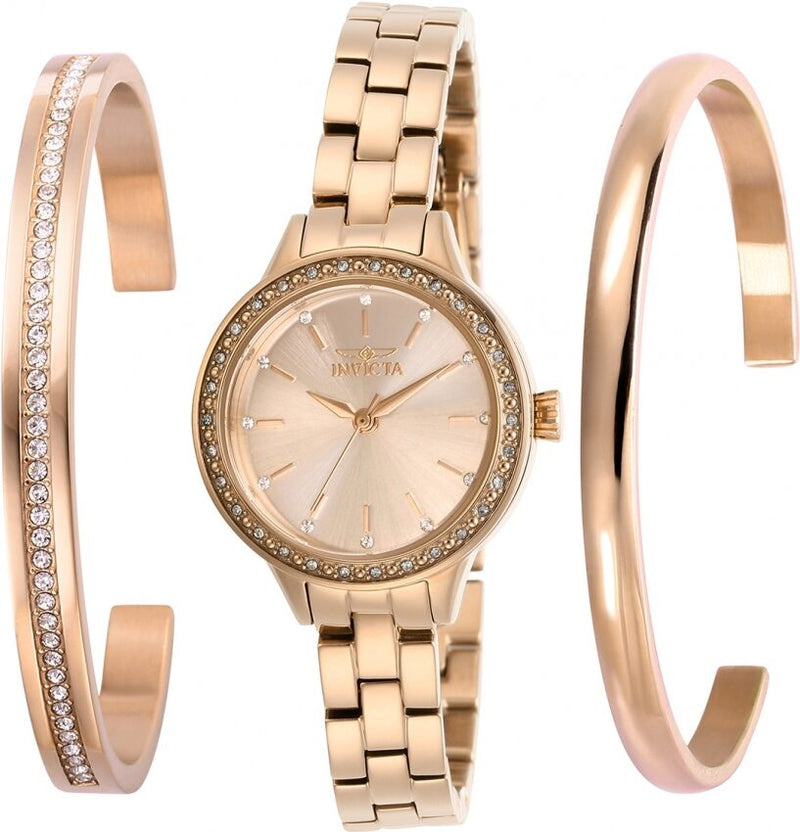 Invicta Angel Quartz Crystal Rose Gold Dial Ladies Watch #29315 - Watches of America