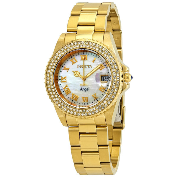 Invicta Angel Crystal White Mother of Pearl Dial Ladies Watch #22875 - Watches of America