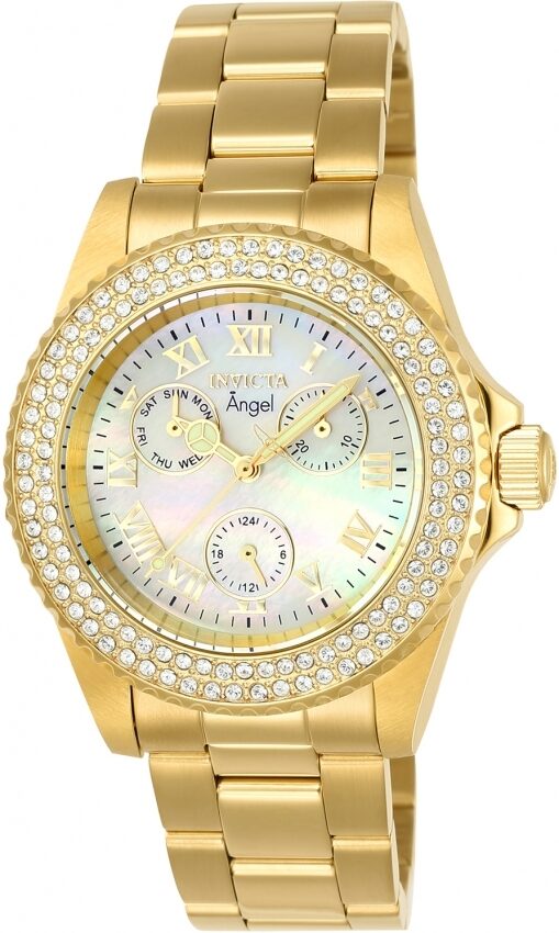 Invicta Angel Crystal White Mother of Pearl Dial Ladies Watch #23576 - Watches of America