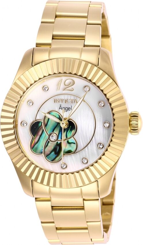 Invicta Angel Crystal White Mother of Pearl Dial Ladies Watch #27440 - Watches of America