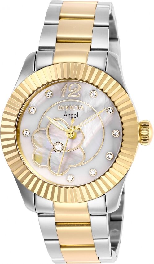 Invicta Angel Crystal White Mother of Pearl Dial Ladies Watch #27441 - Watches of America