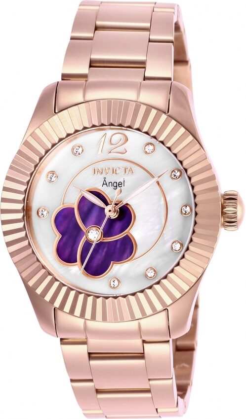 Invicta Angel Crystal White Mother of Pearl Dial Ladies Watch #27444 - Watches of America